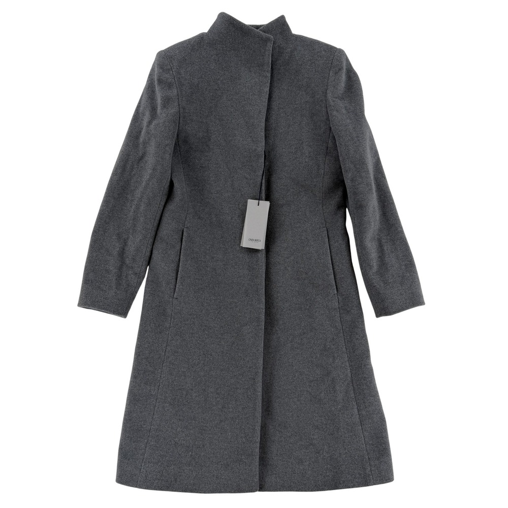 Cinzia Rocca Icons Womens 4 Gray Wool Cashmere Blend Long Overcoat‎ Jacket 60D3